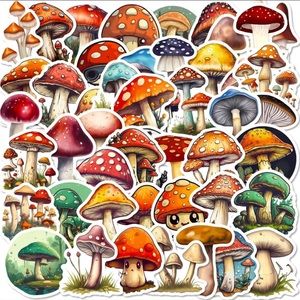 50 Pcs Waterproof Fantasy Mushrooms Vinyl Stickers Bundle Set